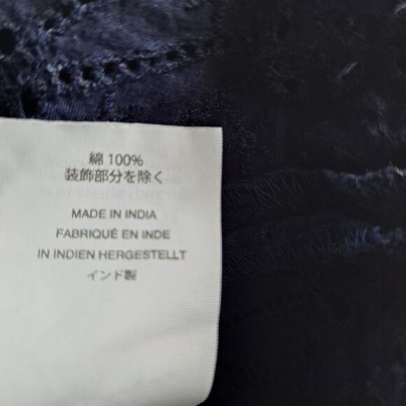 J. Crew Eyelet Lace Dress Long Sleeve Flutter Hem Mini Navy Blue Womens Size 12 - Picture 15 of 15